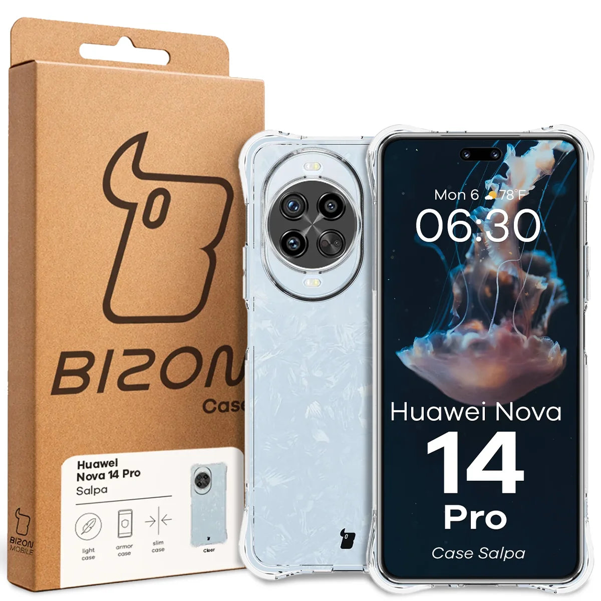 Flexible Handyhülle für Huawei nova 14 Pro, Bizon Case Salpa, Transparent