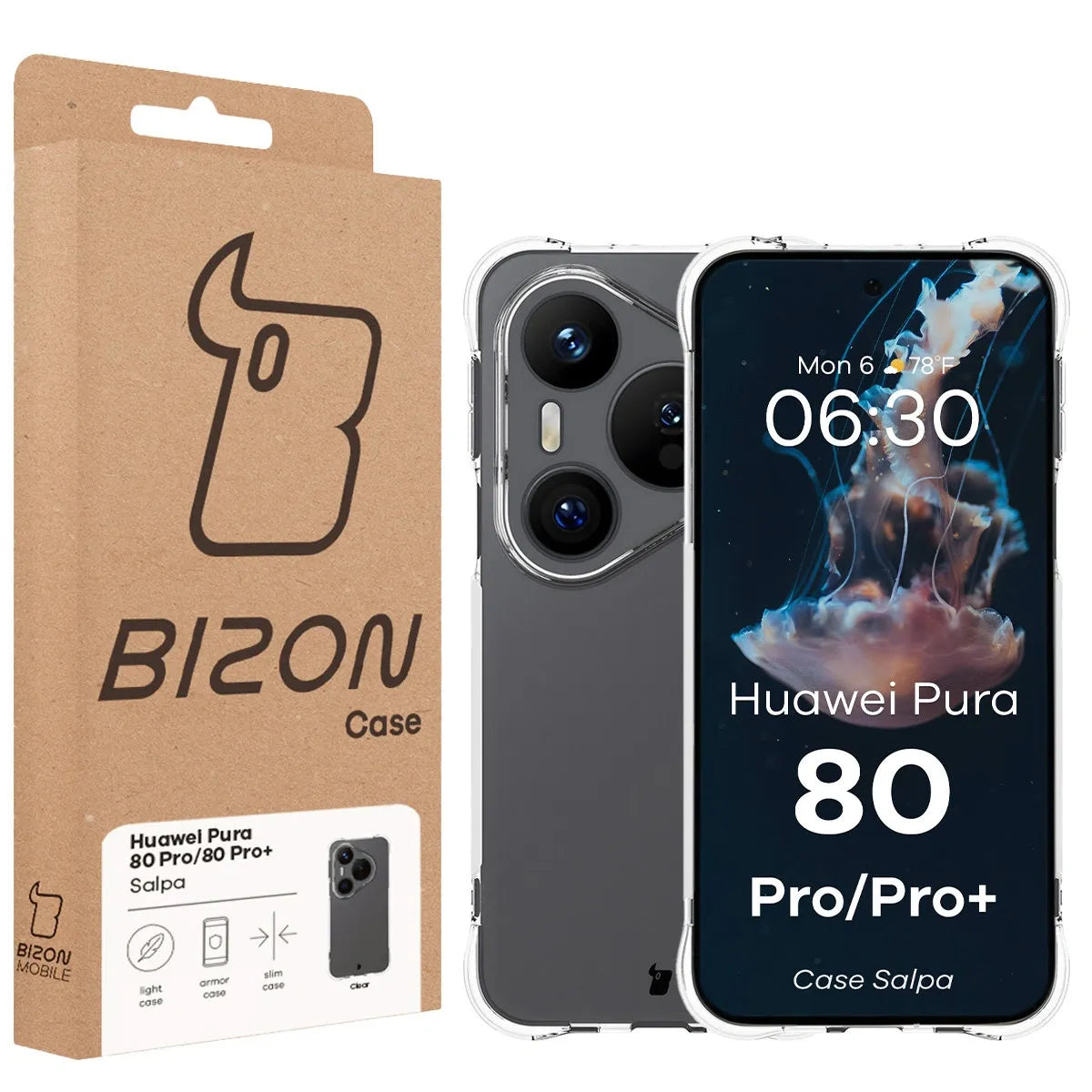 Flexible Handyhülle für Huawei Pura 80 Pro / Pro Plus, Bizon Case Salpa, Transparent