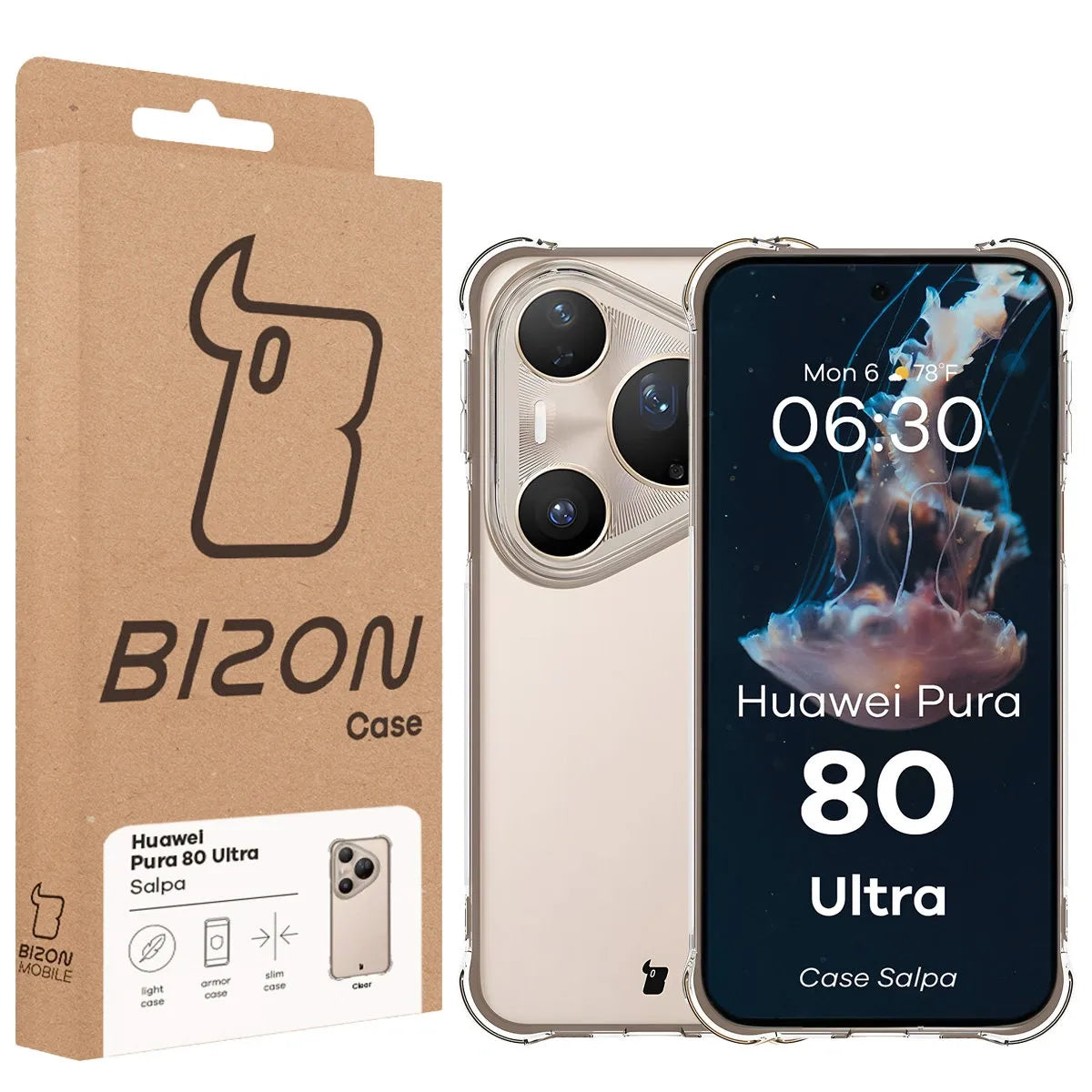 Flexible Handyhülle für Huawei Pura 80 Ultra, Bizon Case Salpa, Transparent
