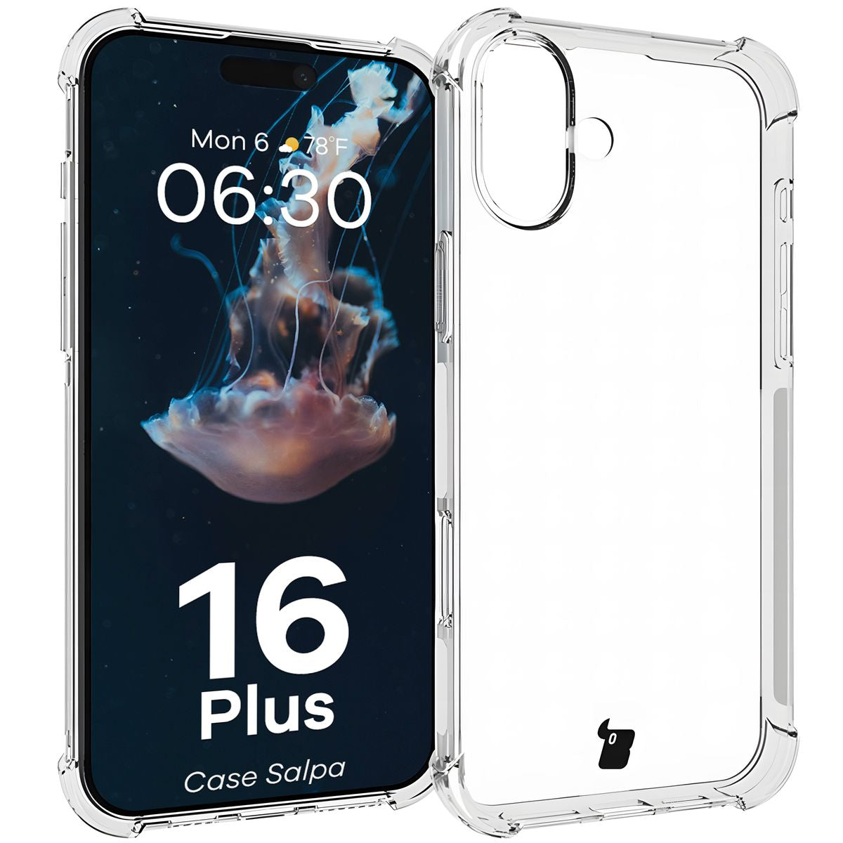 Flexible Handyhülle für iPhone 16 Plus, Bizon Case Salpa, Transparent