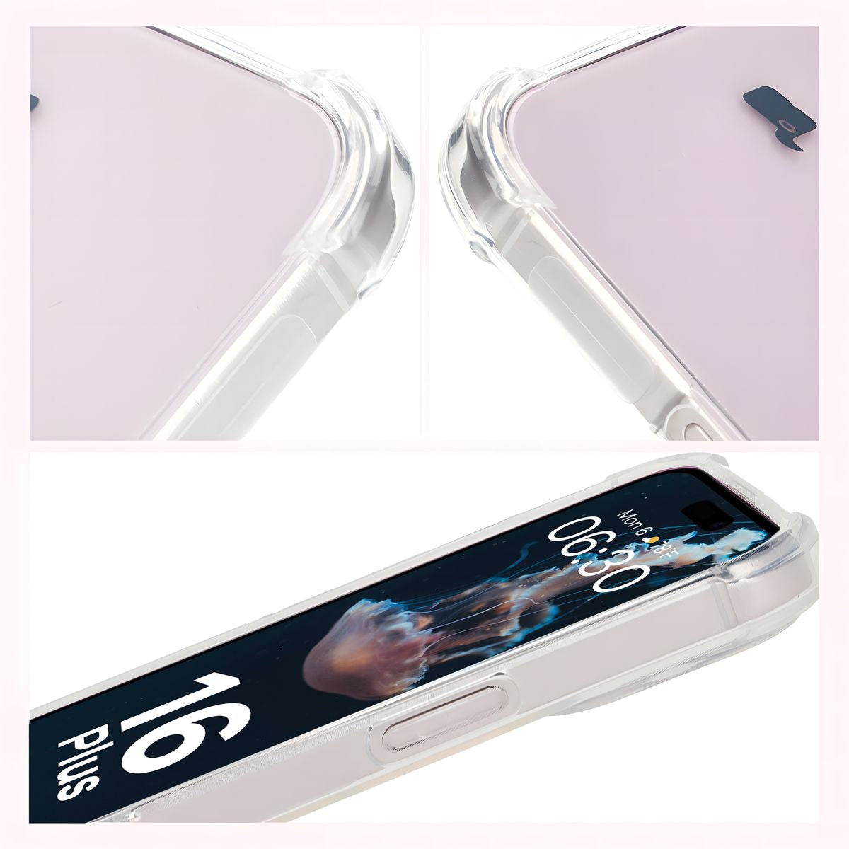 Flexible Handyhülle für iPhone 16 Plus, Bizon Case Salpa, Transparent