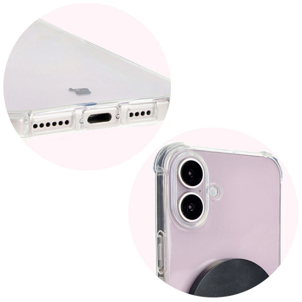 Flexible Handyhülle für iPhone 16 Plus, Bizon Case Salpa, Transparent