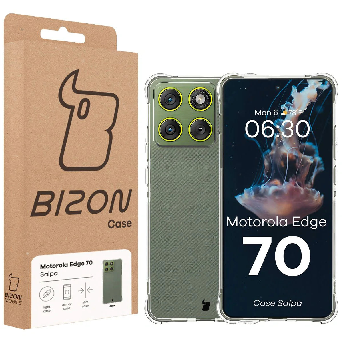 Flexible Handyhülle für Motorola Edge 70, Bizon Case Salpa, Transparent