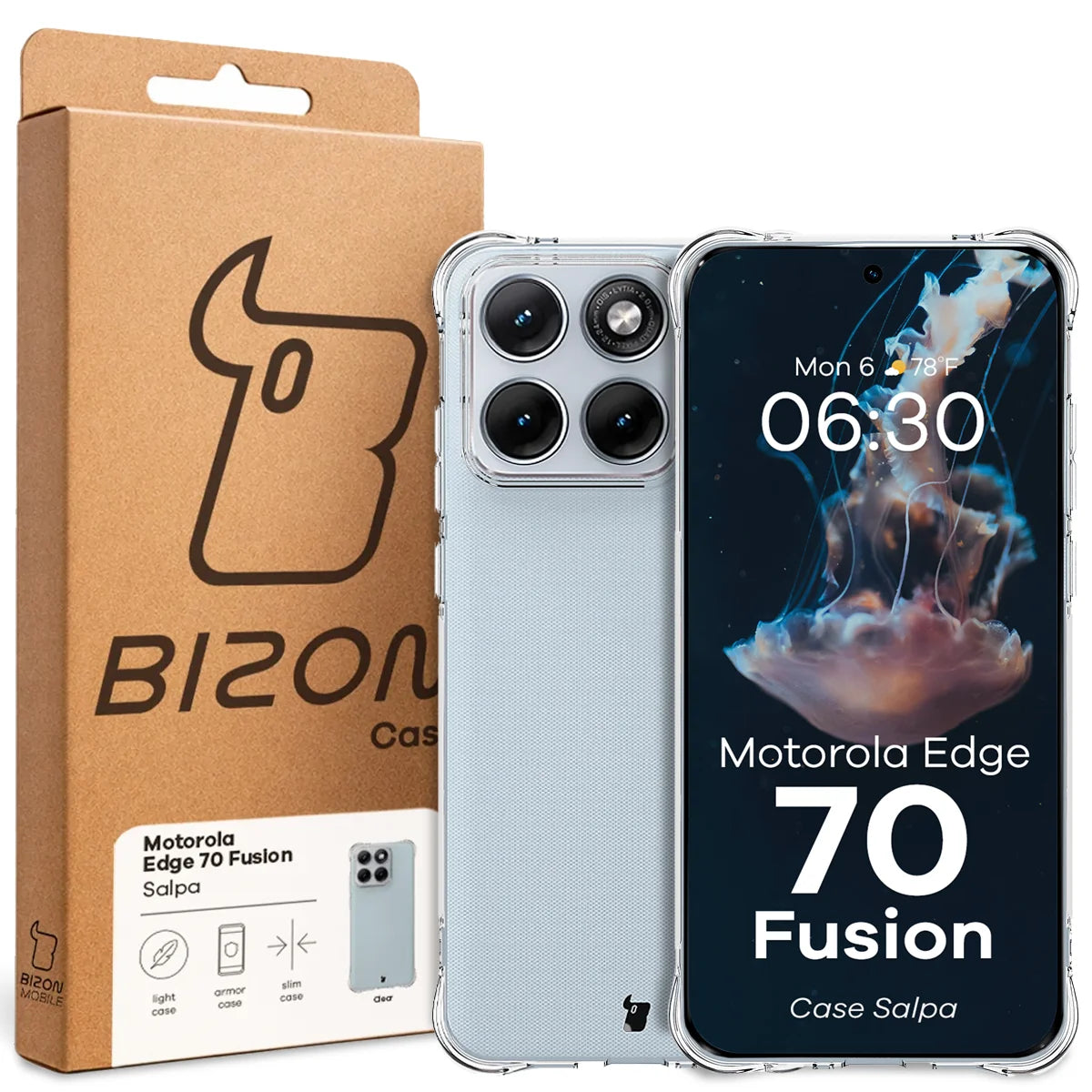 Flexible Handyhülle für Motorola Edge 70 Fusion, Bizon Case Salpa, Transparent