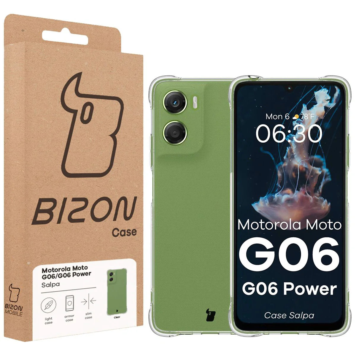 Flexible Handyhülle für Motorola Moto G06 4G / G06 Power 4G, Bizon Case Salpa, Transparent