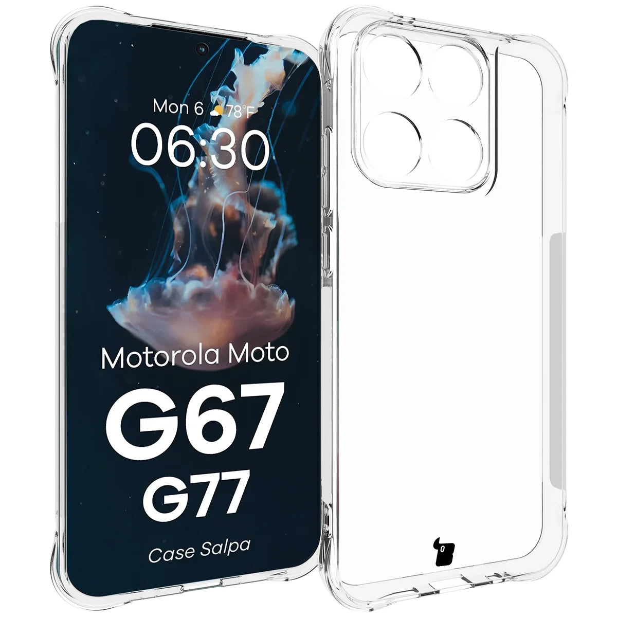 Flexible Handyhülle für Motorola Moto G67 5G / G77 5G, Bizon Case Salpa, Transparent