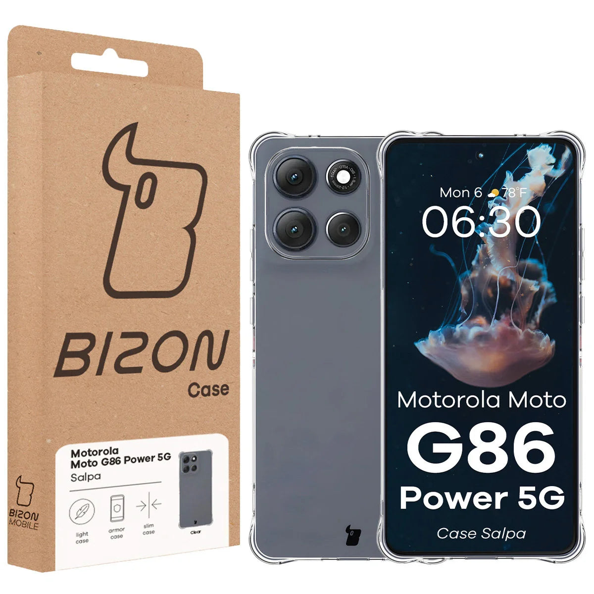 Flexible Handyhülle für Motorola Moto G86 Power 5G, Bizon Case Salpa, Transparent