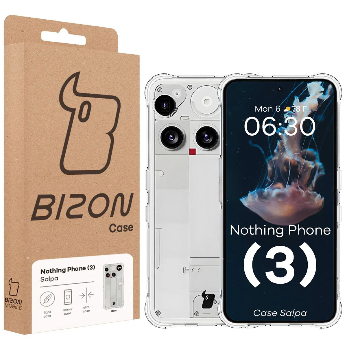 Flexible Handyhülle für Nothing Phone (3), Bizon Case Salpa, Transparent