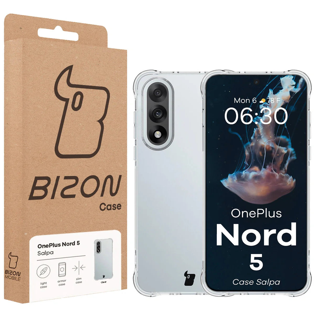 Flexible Handyhülle für OnePlus Nord 5, Bizon Case Salpa, Transparent
