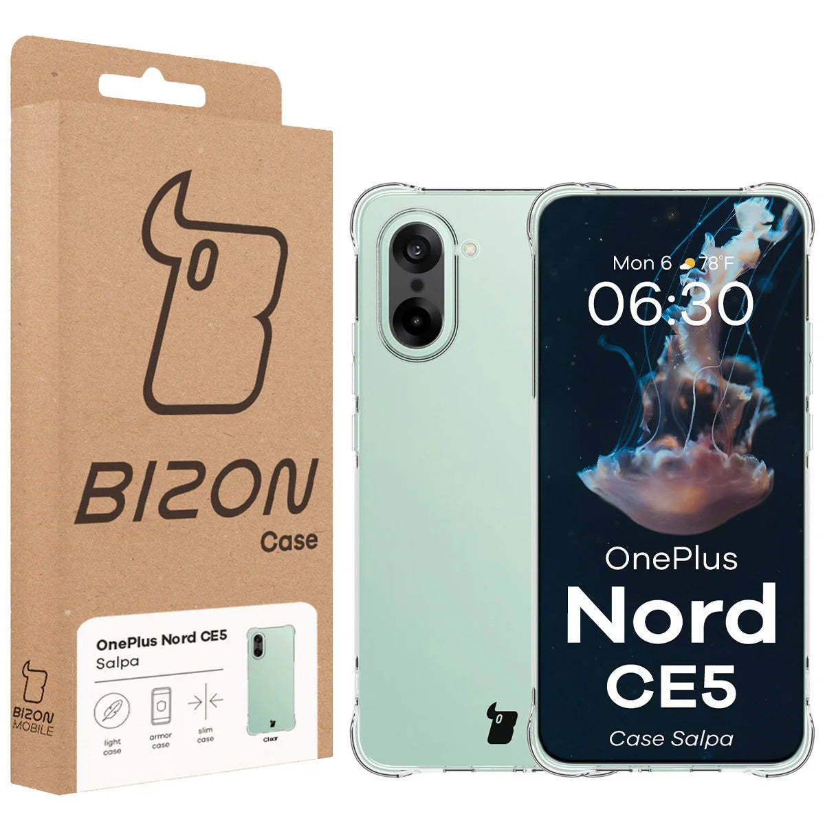 Flexible Handyhülle für OnePlus Nord CE5 5G, Bizon Case Salpa, Transparent