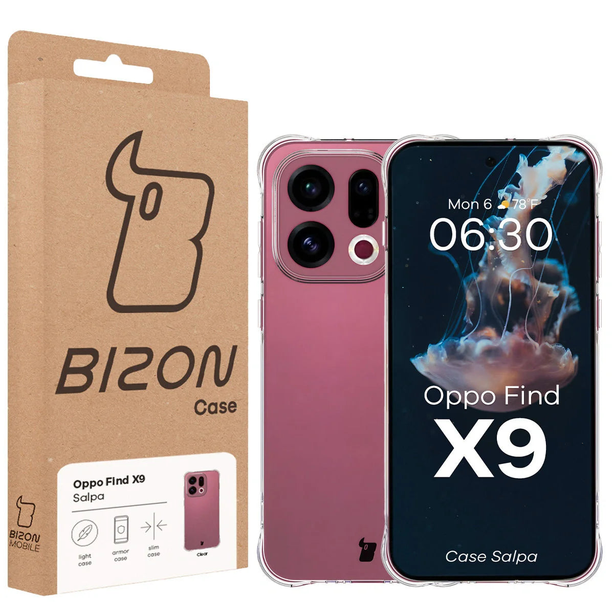 Flexible Handyhülle für Oppo Find X9, Bizon Case Salpa, Transparent
