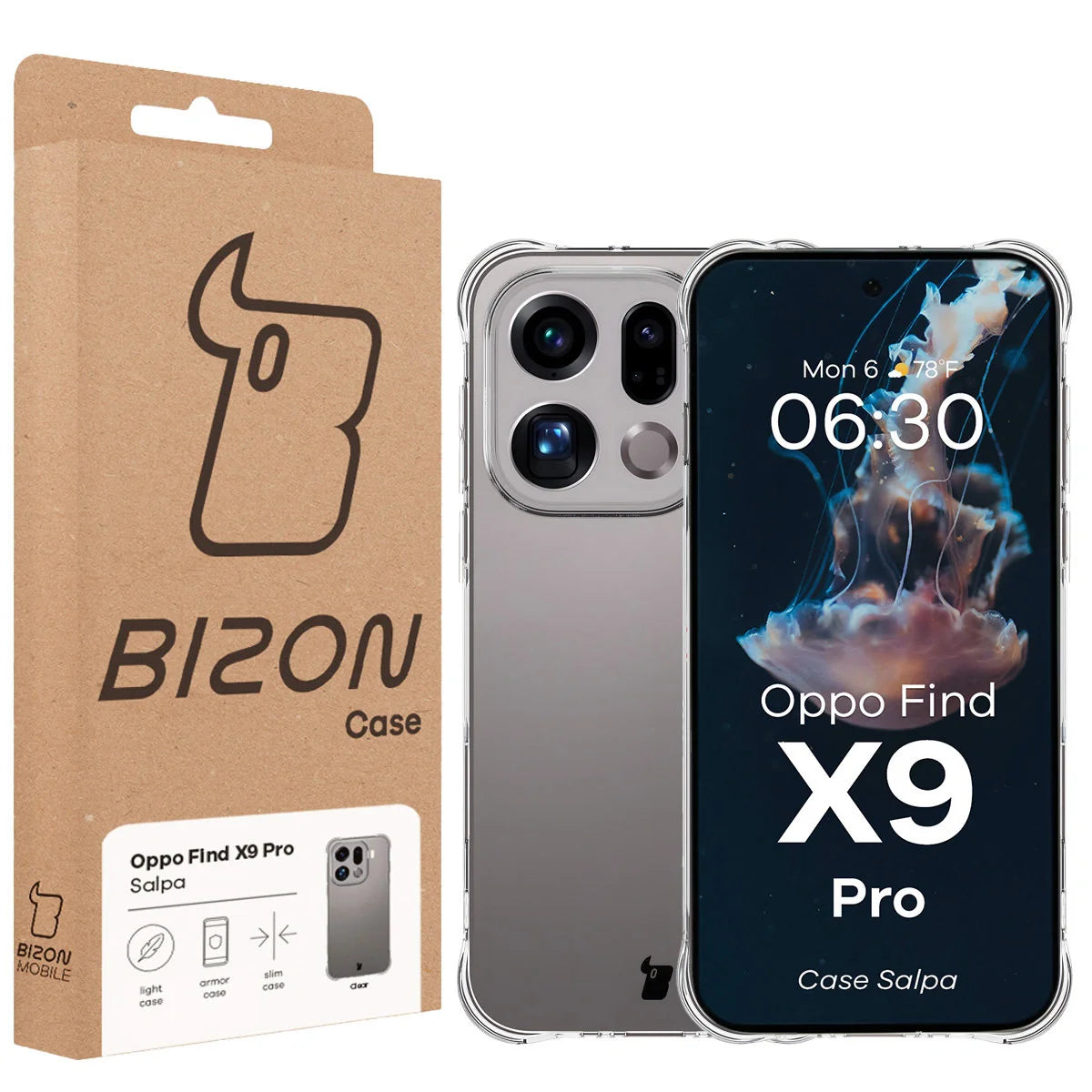 Flexible Handyhülle für Oppo Find X9 Pro, Bizon Case Salpa, Transparent