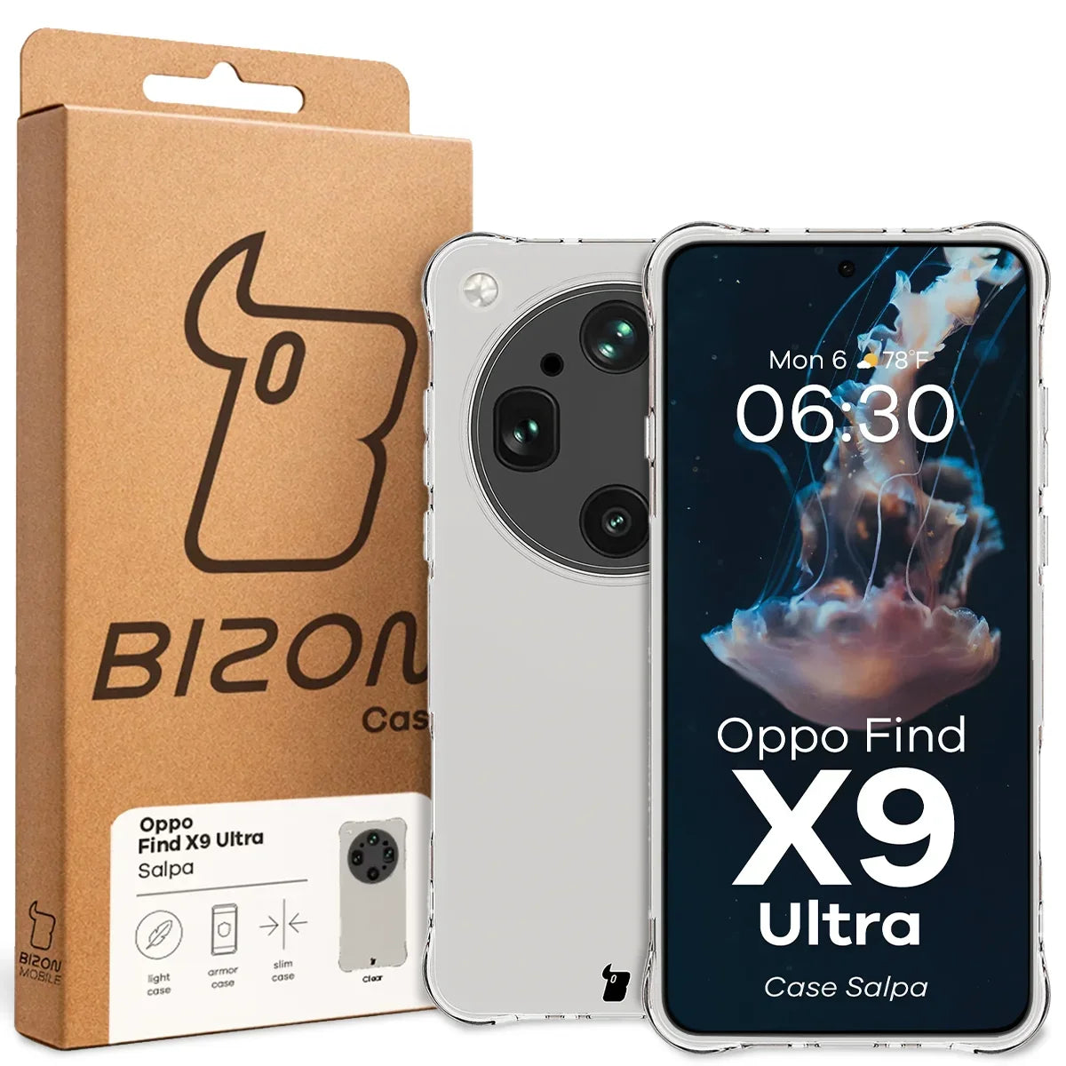 Flexible Handyhülle für Oppo Find X9 Ultra, Bizon Case Salpa, Transparent