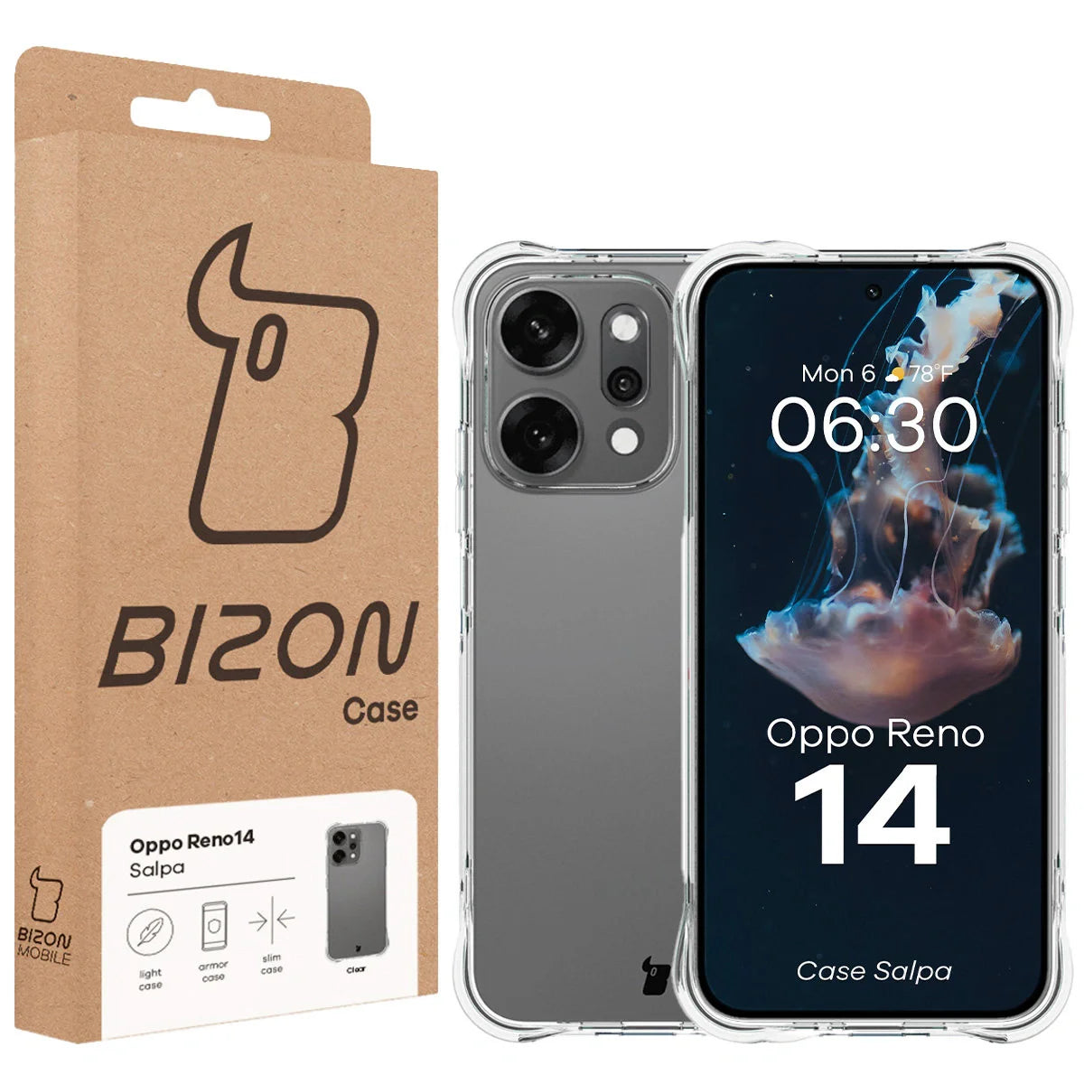 Flexible Handyhülle für Oppo Reno 14, Bizon Case Salpa, Transparent
