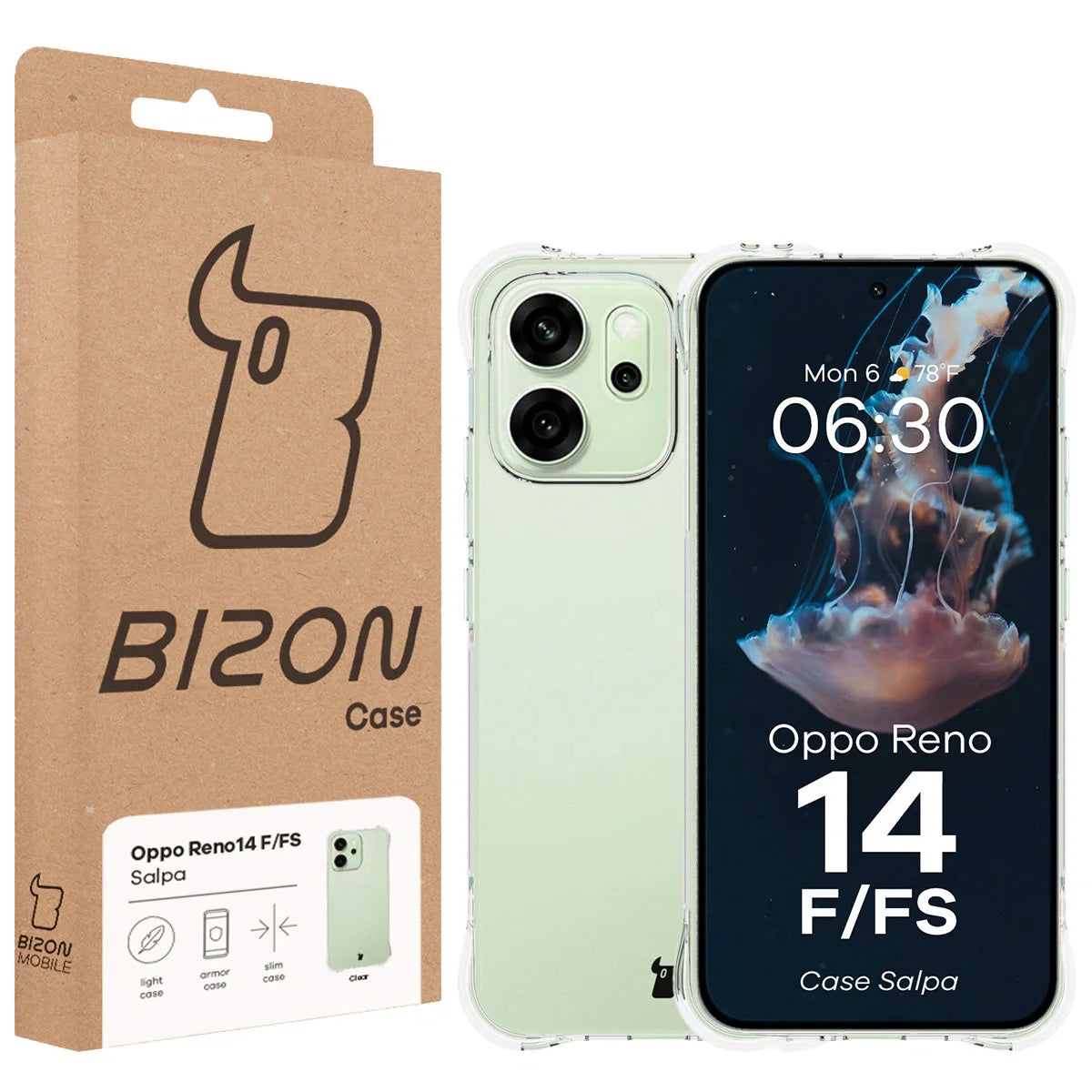 Flexible Handyhülle für Oppo Reno 14 F / 14 FS, Bizon Case Salpa, Transparent