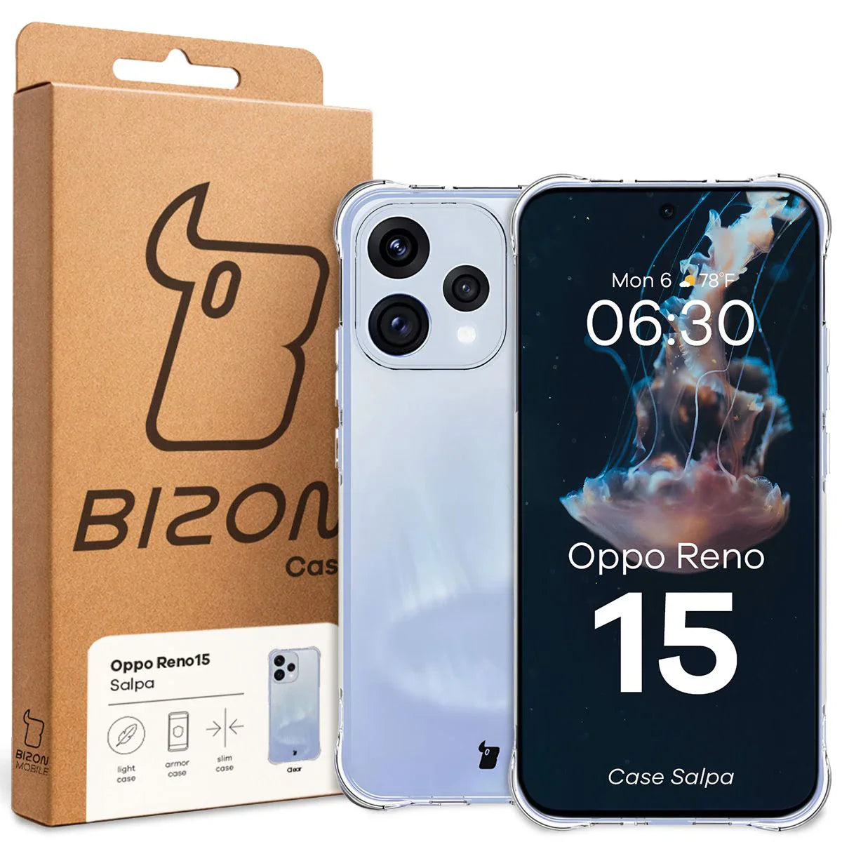 Flexible Handyhülle für Oppo Reno 15, Bizon Case Salpa, Transparent