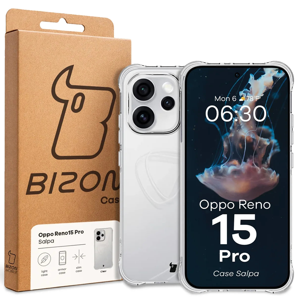 Flexible Handyhülle für Oppo Reno 15 Pro, Bizon Case Salpa, Transparent