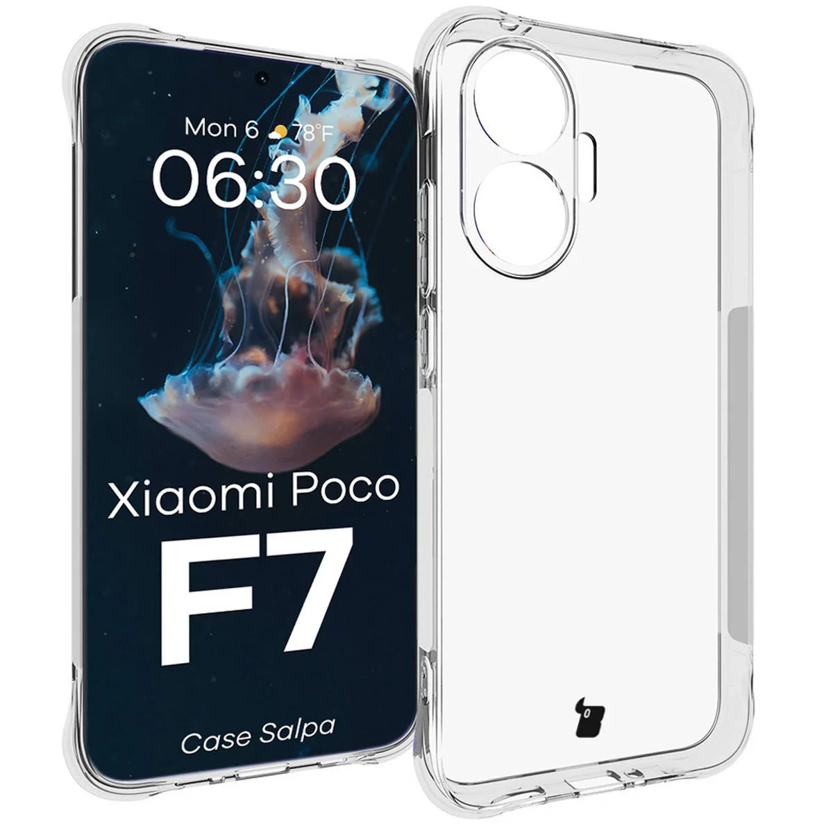 Flexible Handyhülle für Xiaomi POCO F7, Bizon Case Salpa, Transparent