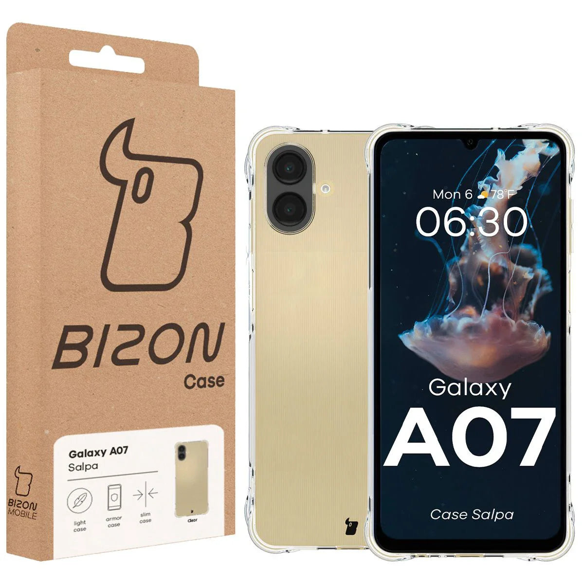 Flexible Handyhülle für Galaxy A07 4G, Bizon Case Salpa, Transparent