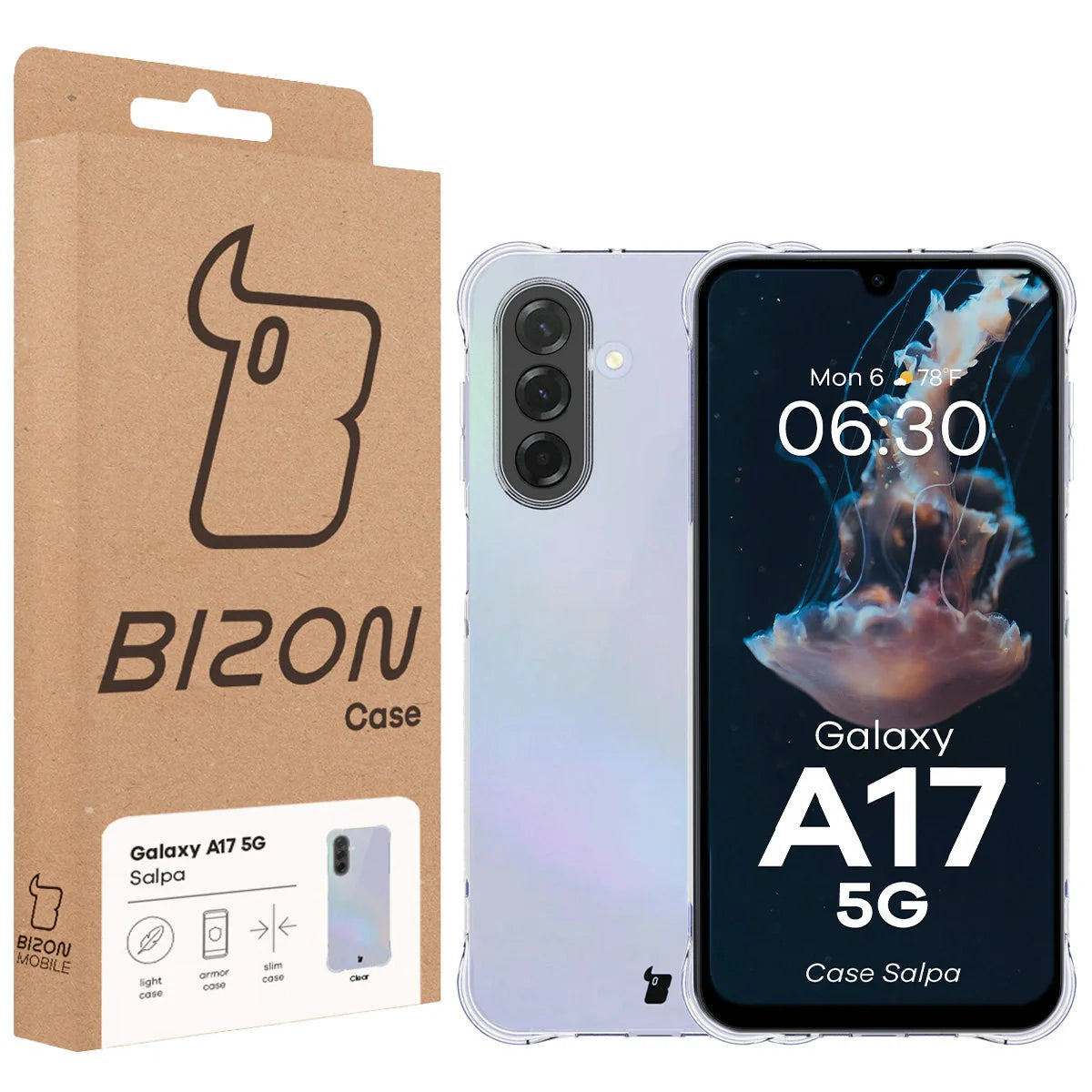 Flexible Handyhülle für Galaxy A17 5G, Bizon Case Salpa, Transparent