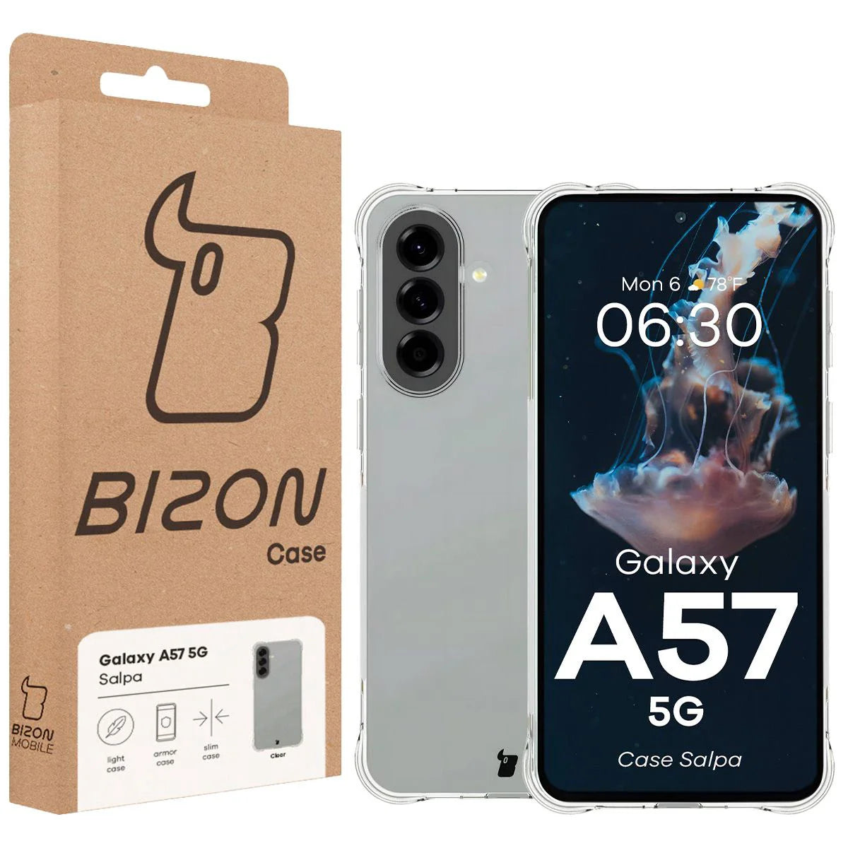 Flexible Handyhülle für Galaxy A57 5G, Bizon Case Salpa, Transparent