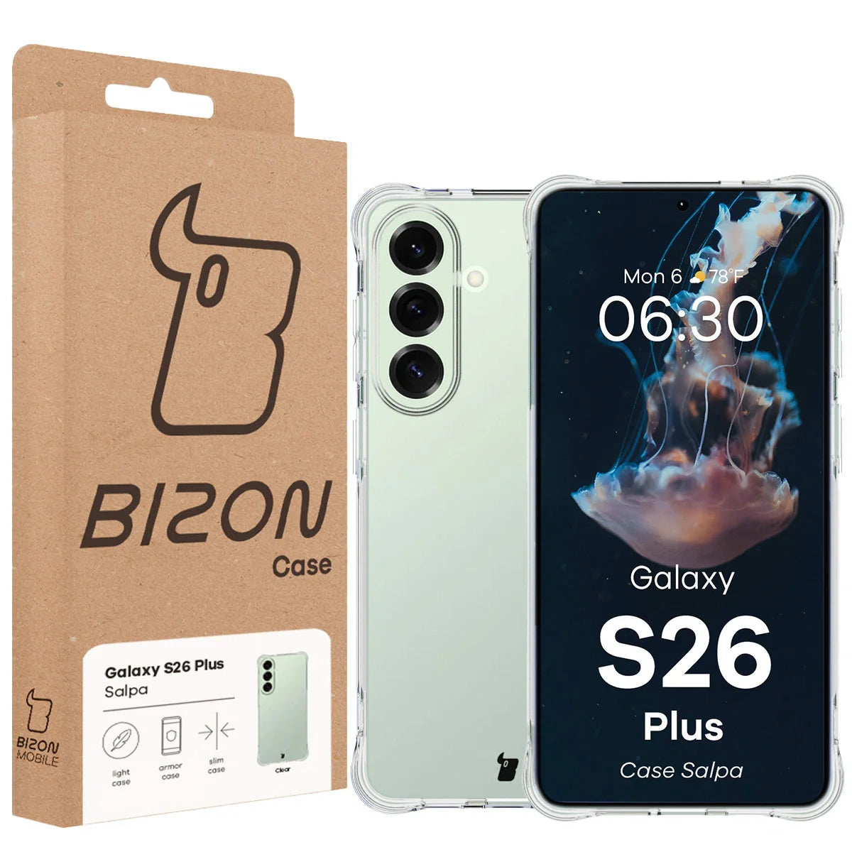Flexible Handyhülle für Galaxy S26 Plus, Bizon Case Salpa, Transparent