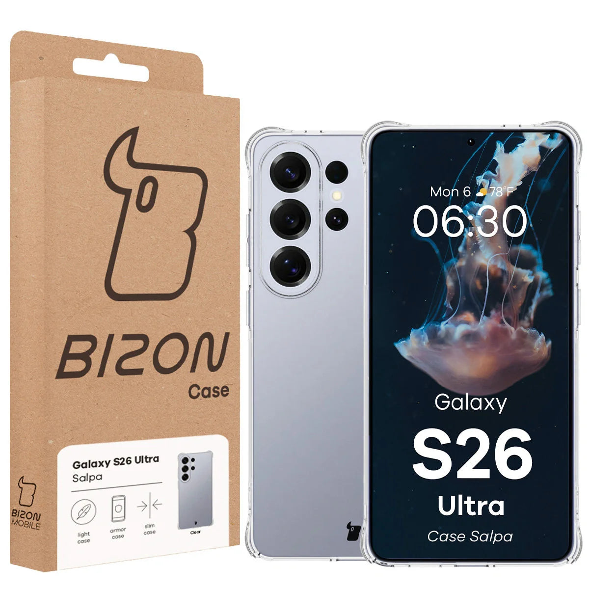 Flexible Handyhülle für Galaxy S26 Ultra, Bizon Case Salpa, Transparent