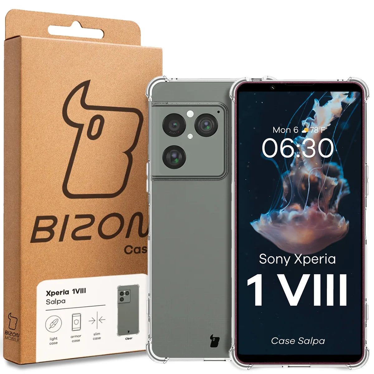 Flexible Handyhülle für Sony Xperia 1 VIII, Bizon Case Salpa, Transparent