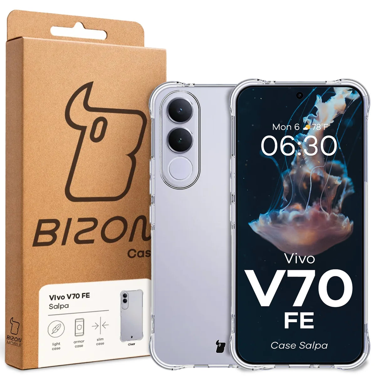 Flexible Handyhülle für Vivo V70 FE 5G, Bizon Case Salpa, Transparent