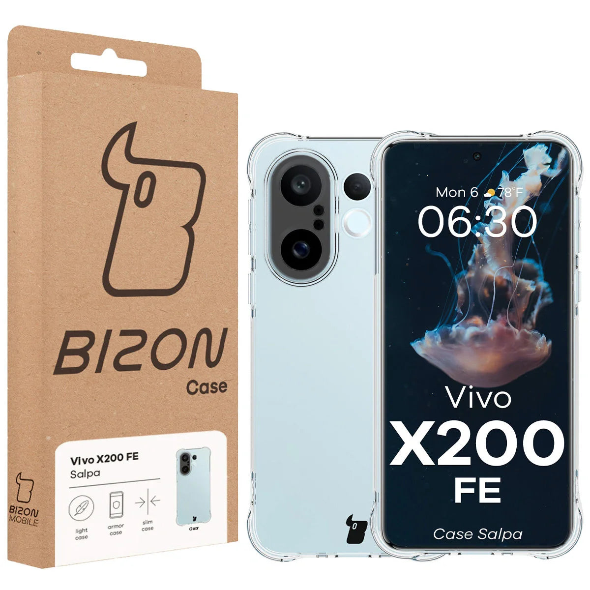 Flexible Handyhülle für Vivo X200 FE, Bizon Case Salpa, Transparent