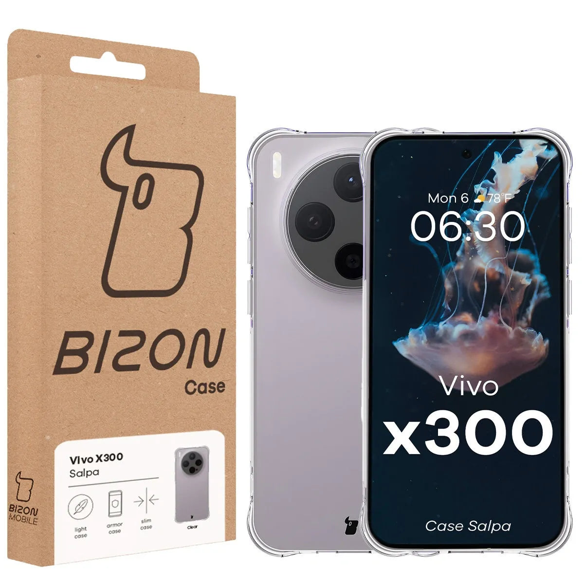 Flexible Handyhülle für Vivo X300, Bizon Case Salpa, Transparent