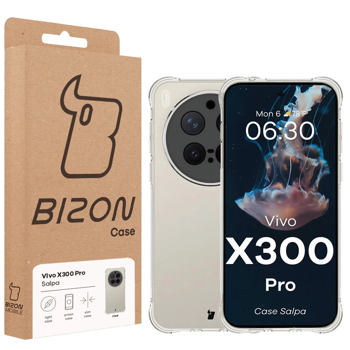 Flexible Handyhülle für Vivo X300 Pro, Bizon Case Salpa, Transparent