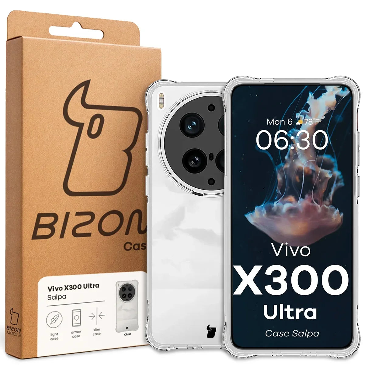 Flexible Handyhülle für Vivo X300 Ultra, Bizon Case Salpa, Transparent