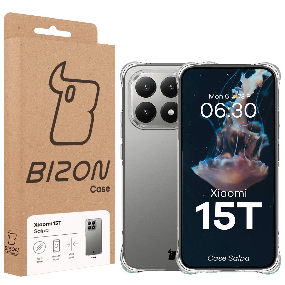 Flexible Handyhülle für Xiaomi 15T, Bizon Case Salpa, Transparent