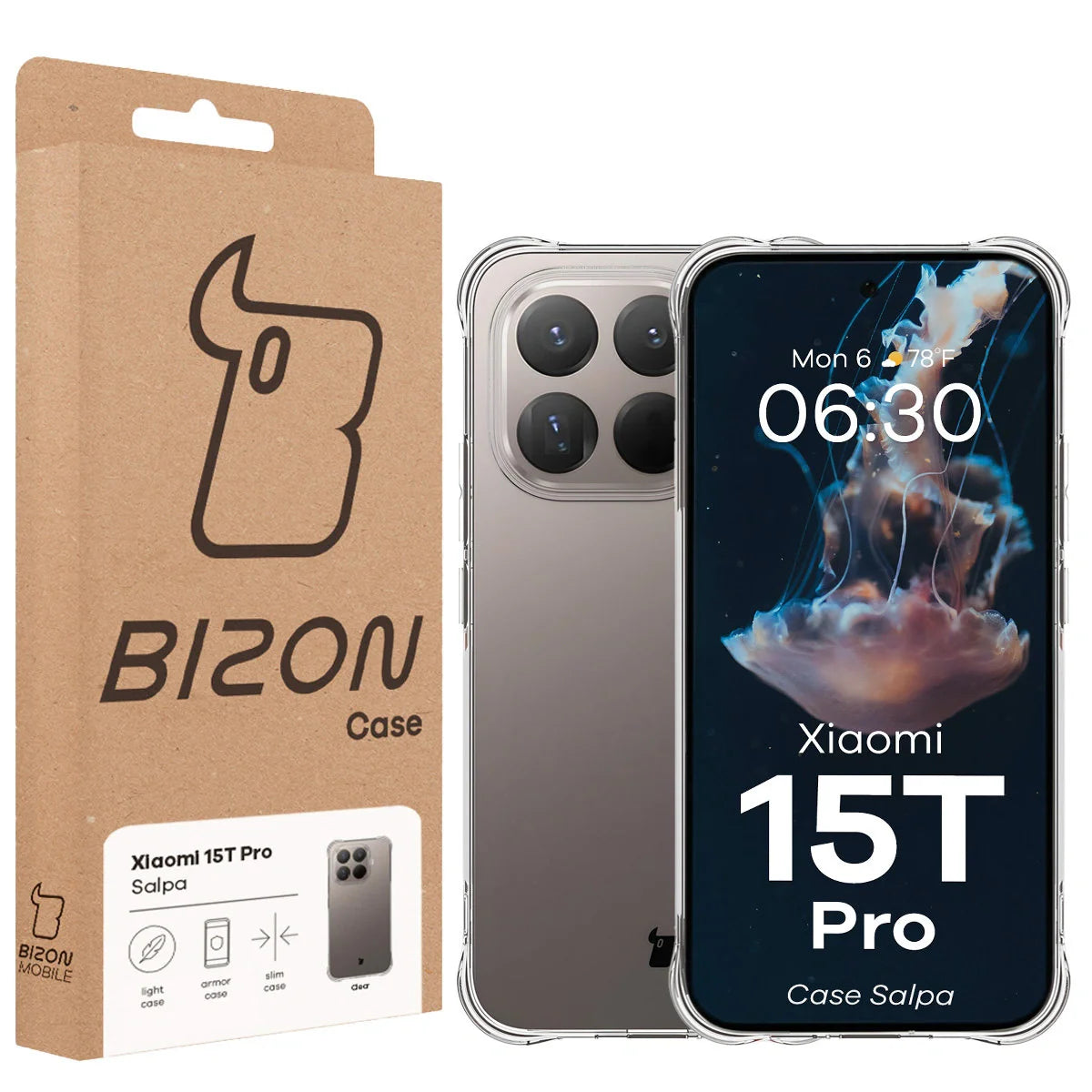 Flexible Handyhülle für Xiaomi 15T Pro, Bizon Case Salpa, Transparent