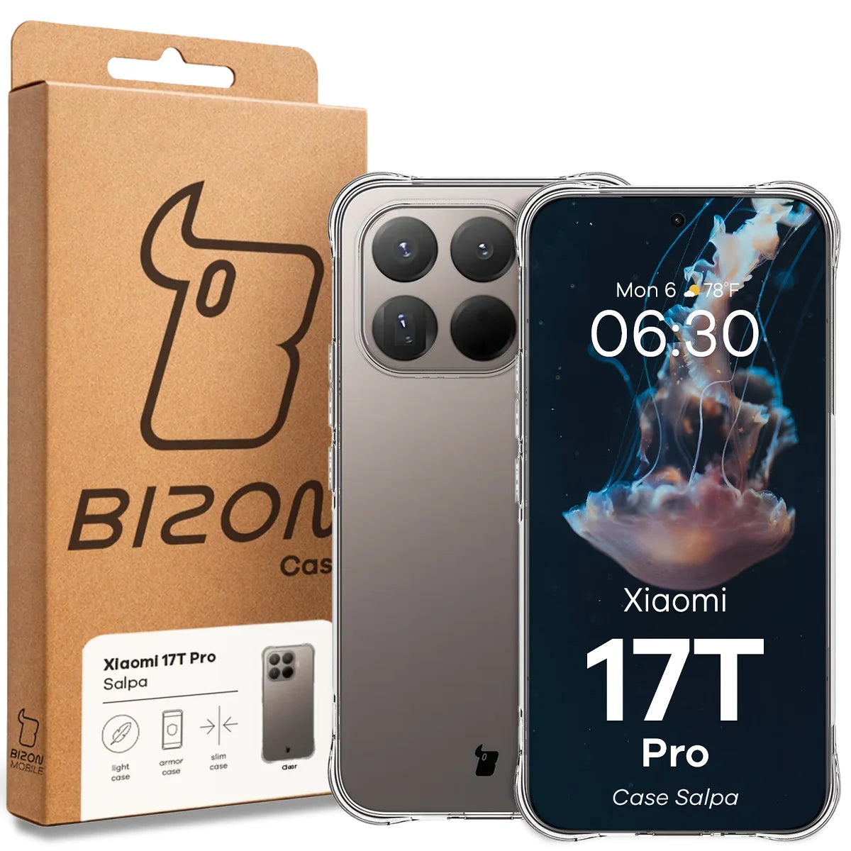 Flexible Handyhülle für Xiaomi 17T Pro, Bizon Case Salpa, Transparent