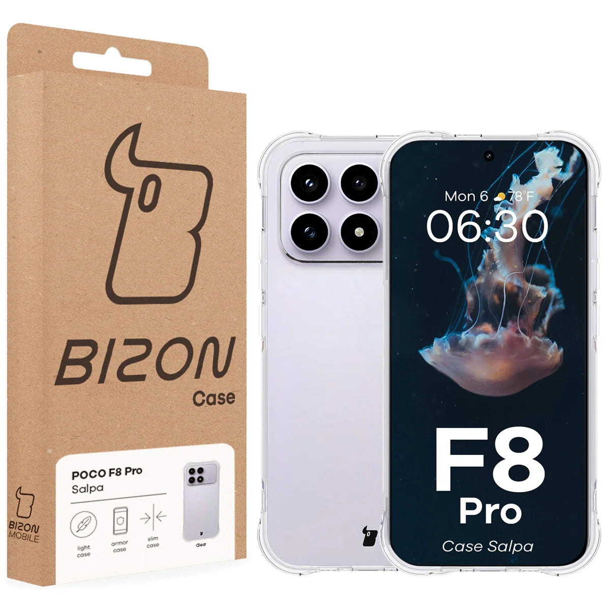Flexible Handyhülle für Xiaomi POCO F8 Pro, Bizon Case Salpa, Transparent