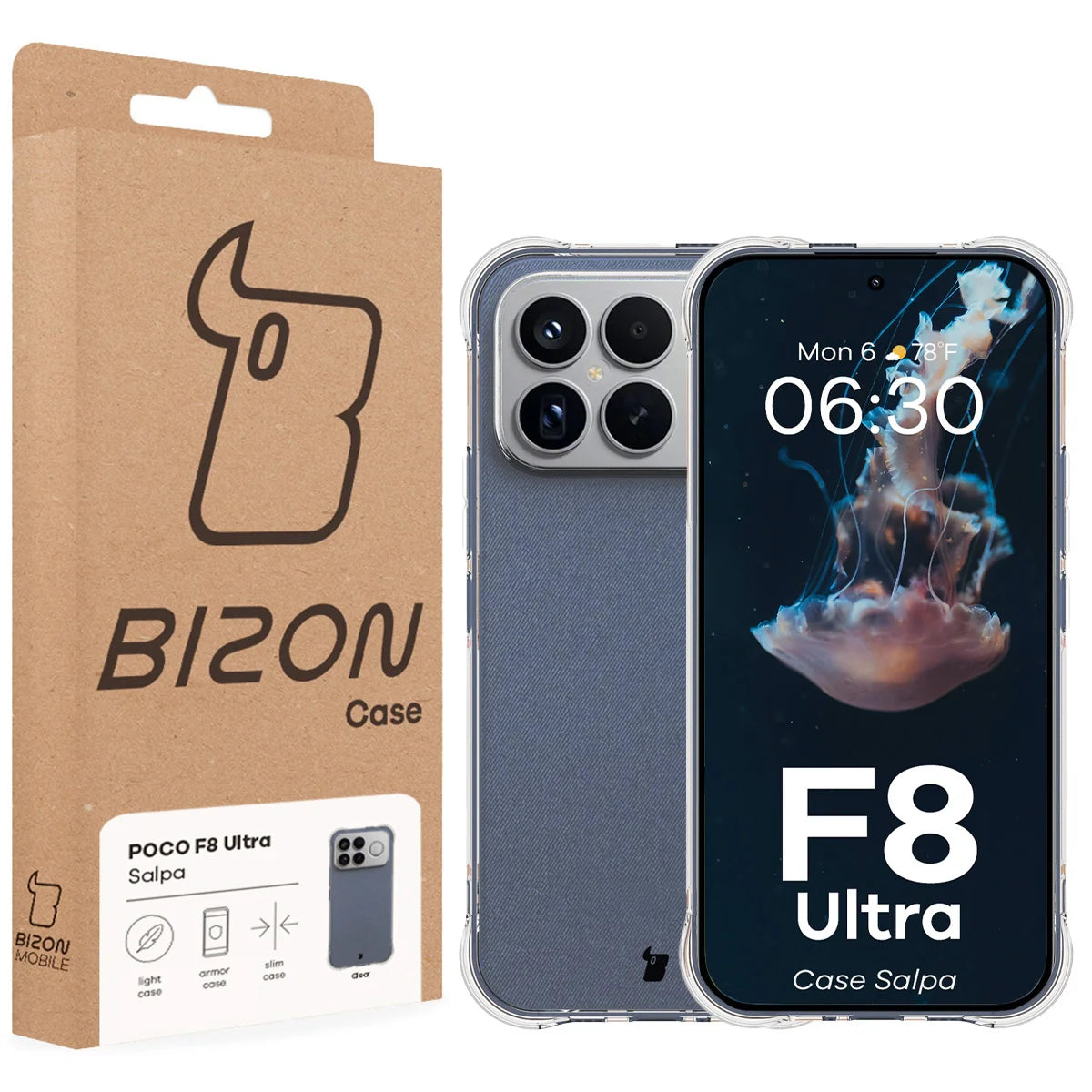 Flexible Handyhülle für Xiaomi POCO F8 Ultra, Bizon Case Salpa, Transparent
