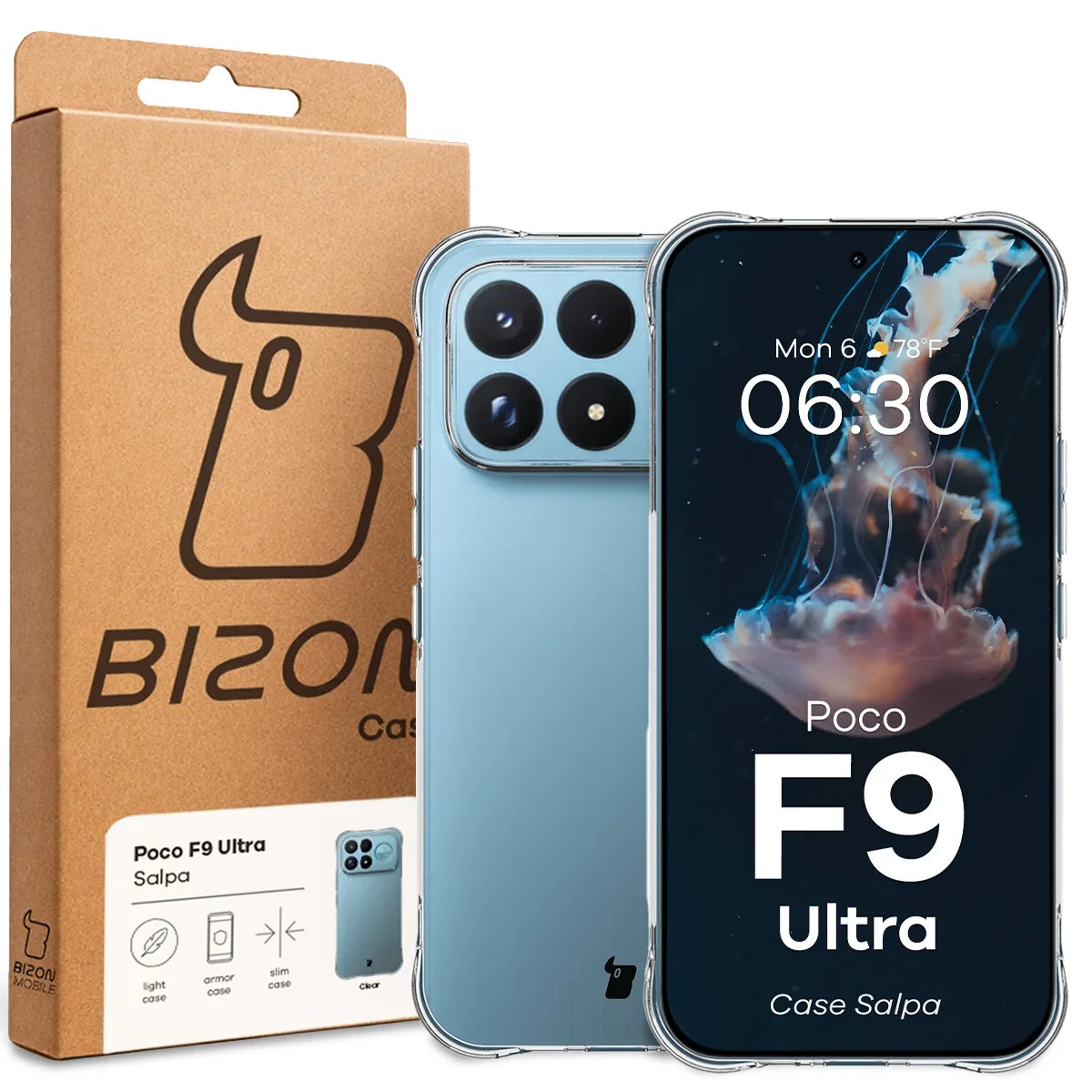 Flexible Handyhülle für Xiaomi POCO F9 Ultra, Bizon Case Salpa, Transparent (7/7)