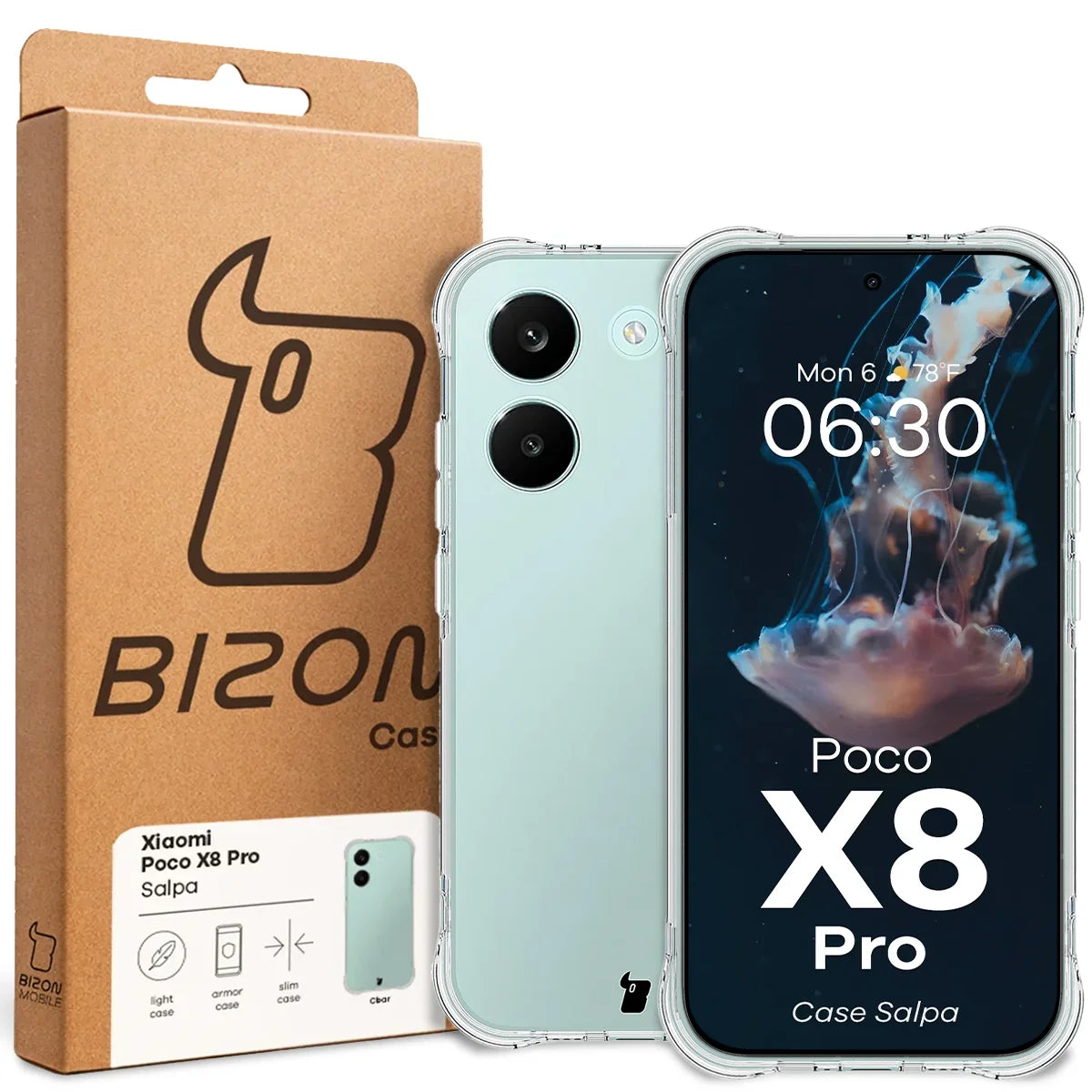 Flexible Handyhülle für Xiaomi POCO X8 Pro, Bizon Case Salpa, Transparent