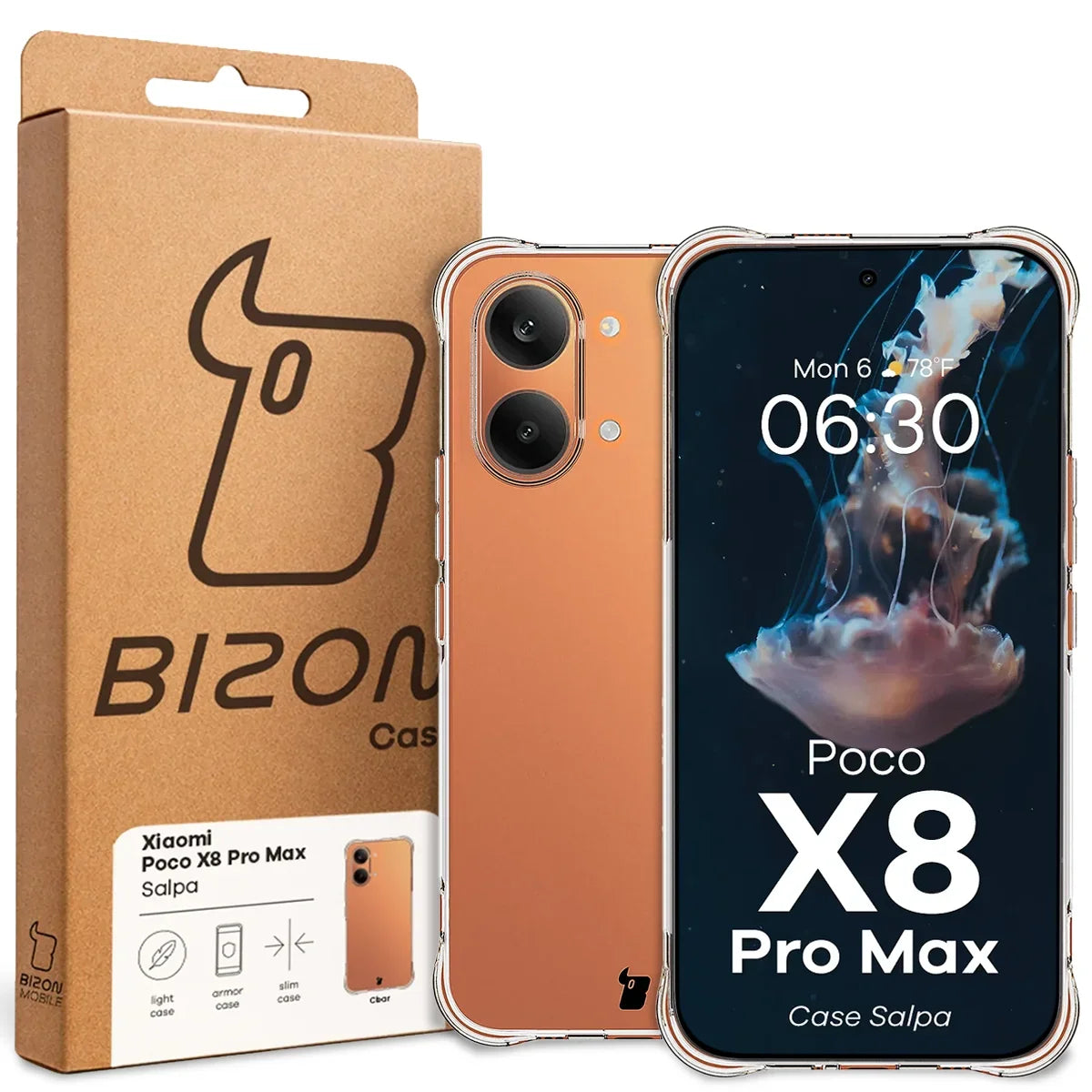Flexible Handyhülle für Xiaomi POCO X8 Pro Max, Bizon Case Salpa, Transparent