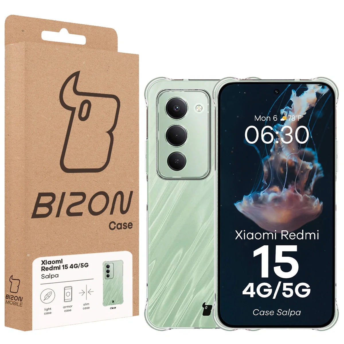 Flexible Handyhülle für Xiaomi Redmi 15 4G / 5G, Bizon Case Salpa, Transparent