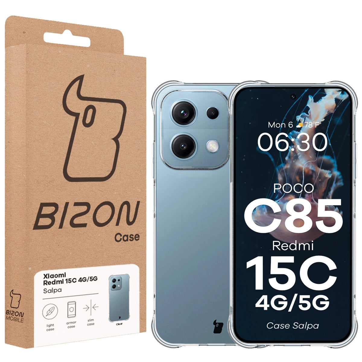 Flexible Handyhülle für Xiaomi Redmi 15C 4G/5G / POCO C85 4G, Bizon Case Salpa, Transparent