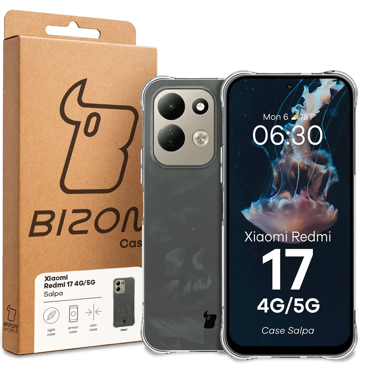 Flexible Handyhülle für Xiaomi Redmi 17 4G/5G, Bizon Case Salpa, Transparent (7/7)