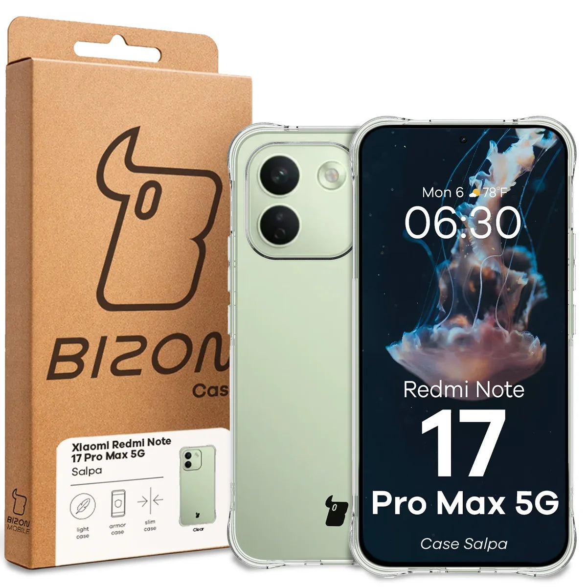 Flexible Handyhülle für Xiaomi Redmi Note 17 Pro Max 5G, Bizon Case Salpa, Transparent (7/7)