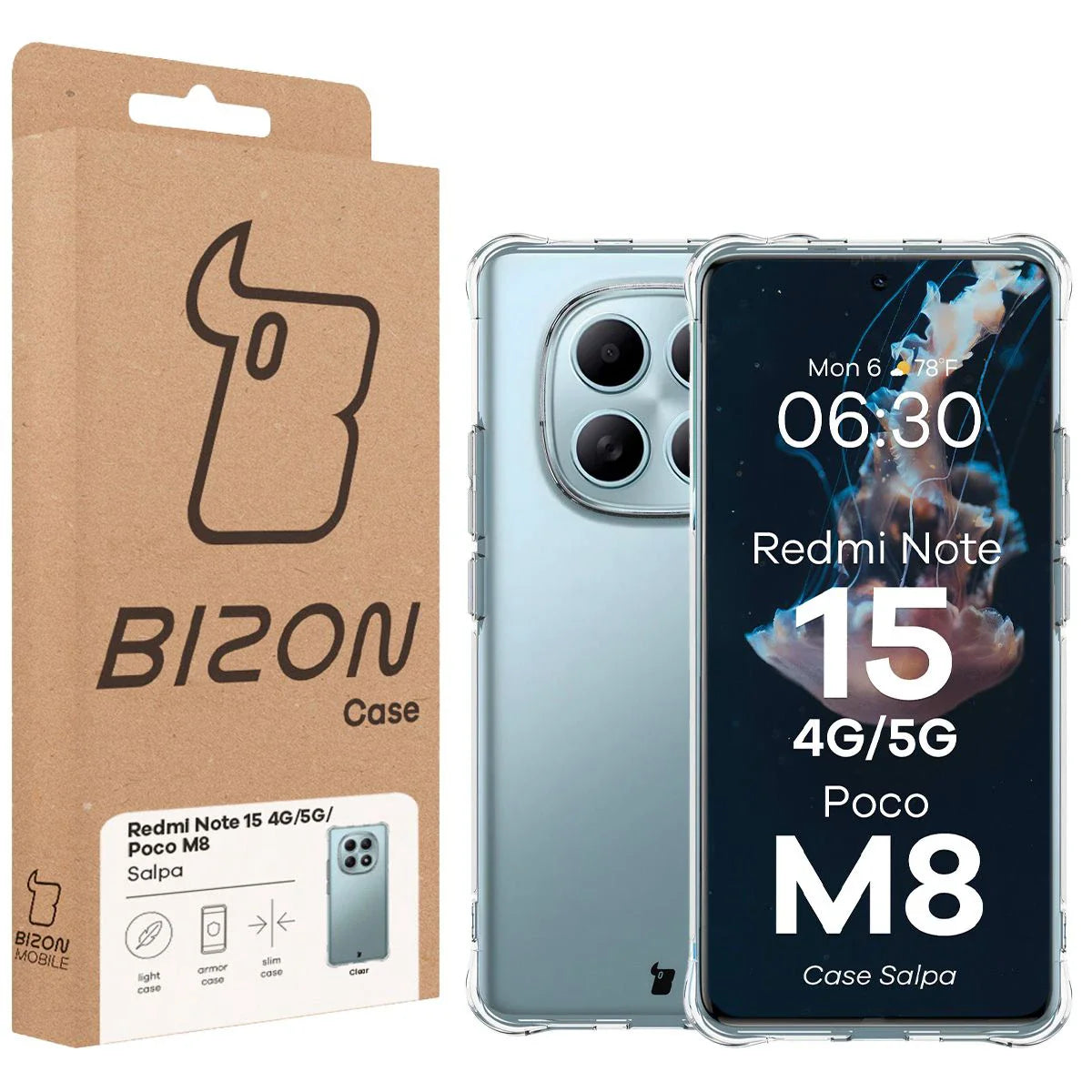 Flexible Handyhülle für Xiaomi Redmi Note 15 / POCO M8 5G, Bizon Case Salpa, Transparent