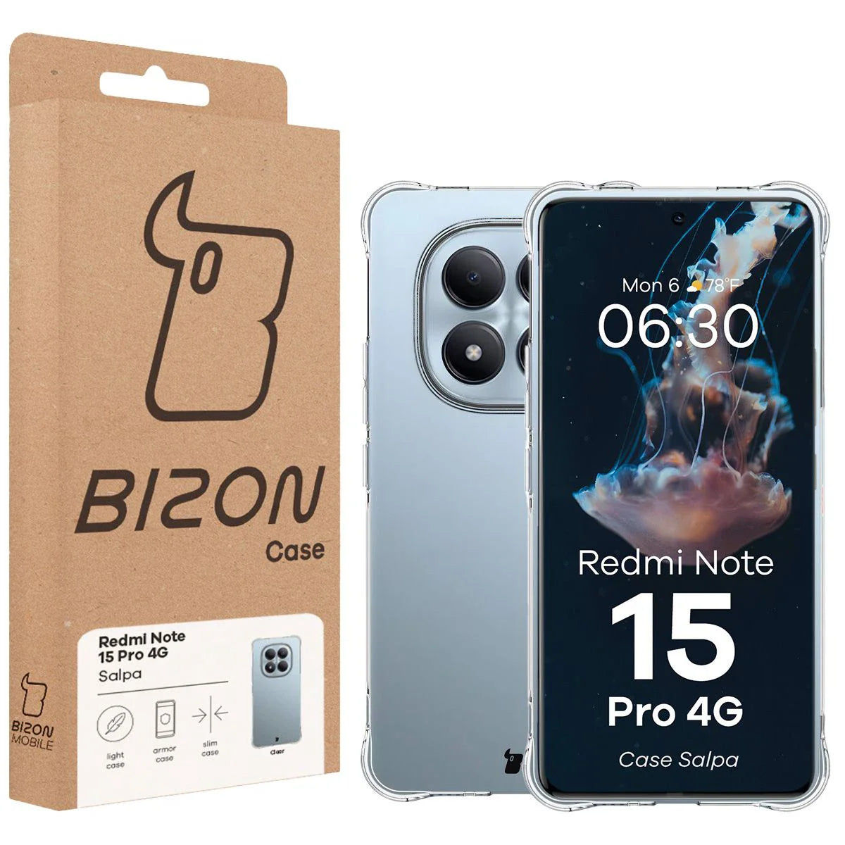 Flexible Handyhülle für Xiaomi Redmi Note 15 Pro 4G, Bizon Case Salpa, Transparent