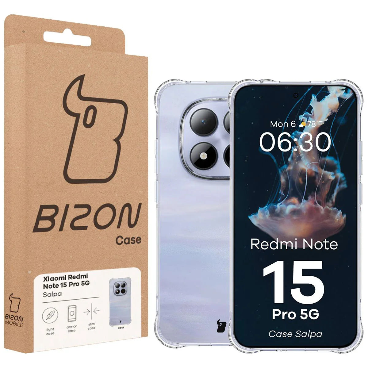 Flexible Handyhülle für Xiaomi Redmi Note 15 Pro 5G, Bizon Case Salpa, Transparent