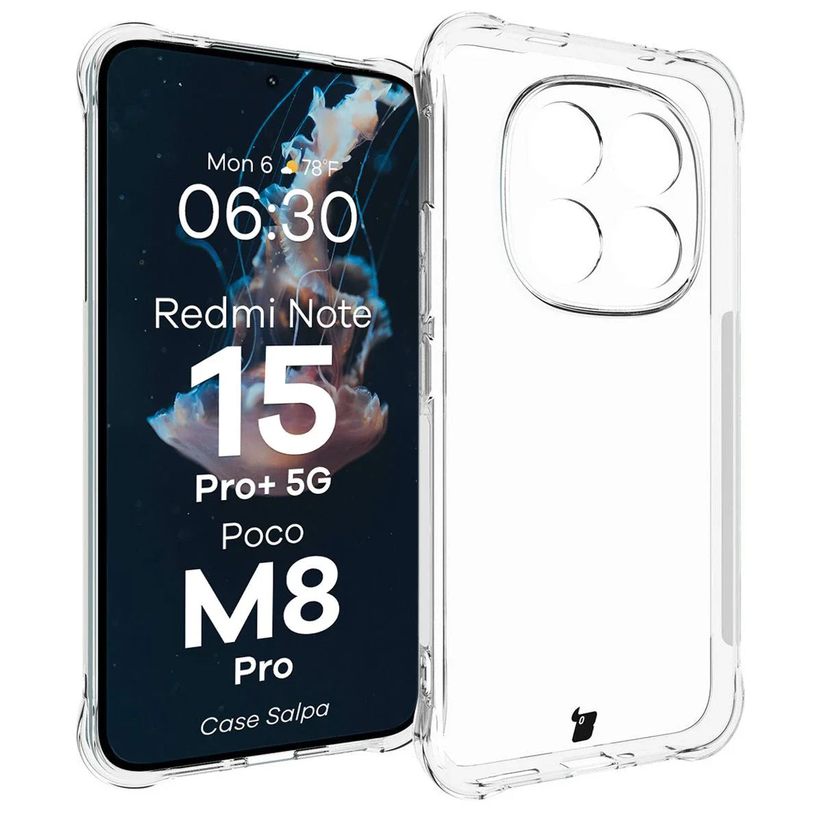 Flexible Handyhülle für Xiaomi Redmi Note 15 Pro Plus 5G / POCO M8 Pro 5G, Bizon Case Salpa, Transparent