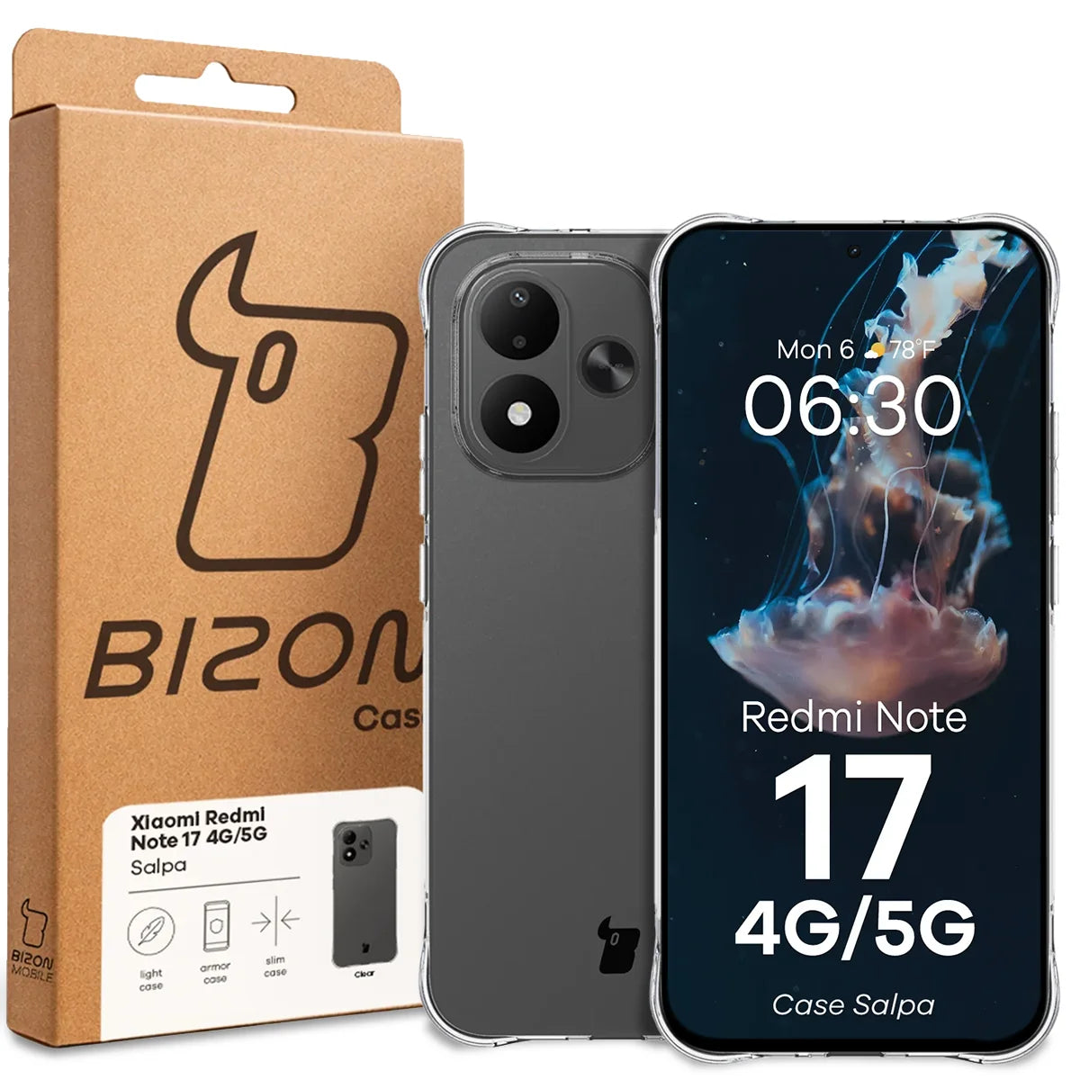 Flexible Handyhülle für Xiaomi Redmi Note 17 4G/5G, Bizon Case Salpa, Transparent (7/7)